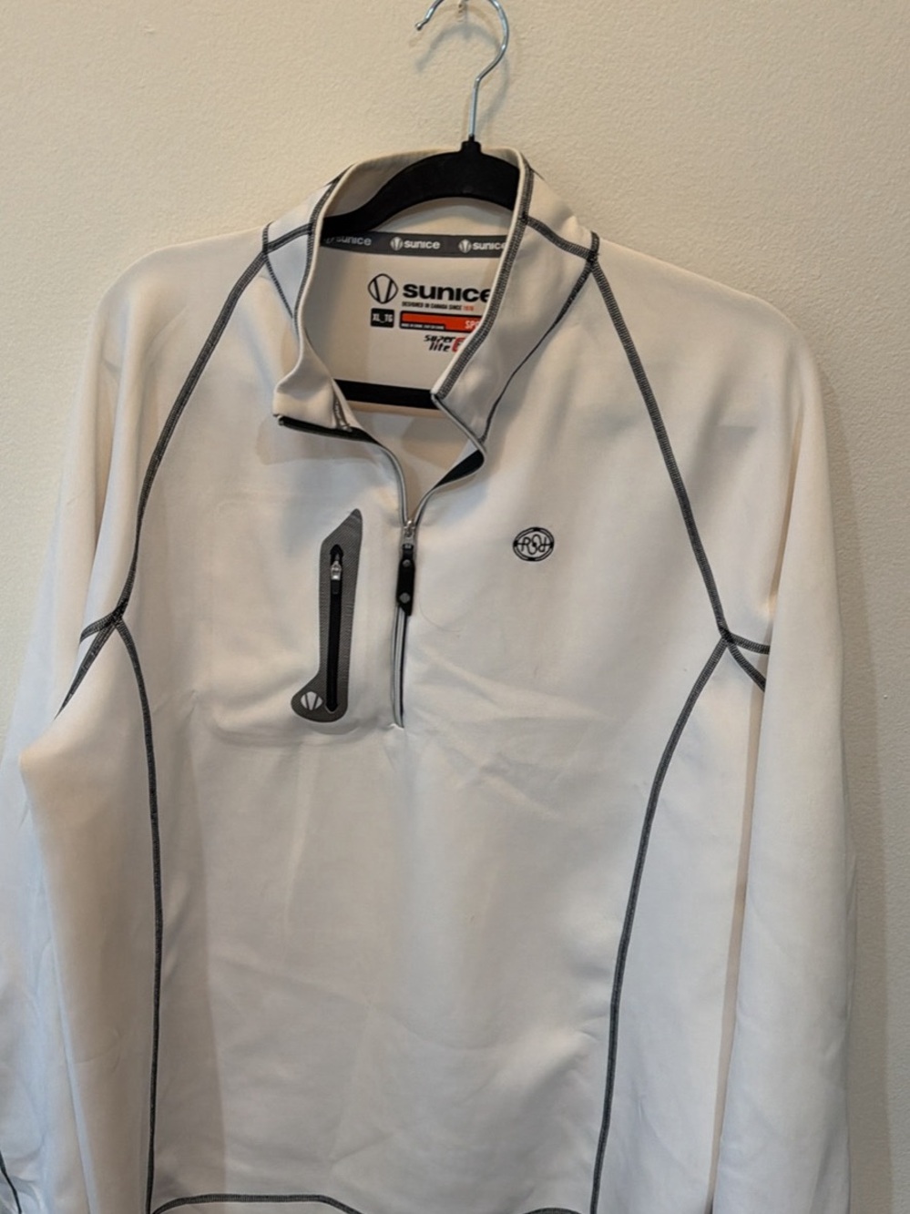 Sunice White Performance Half-Zip Pullover with Gray Trim